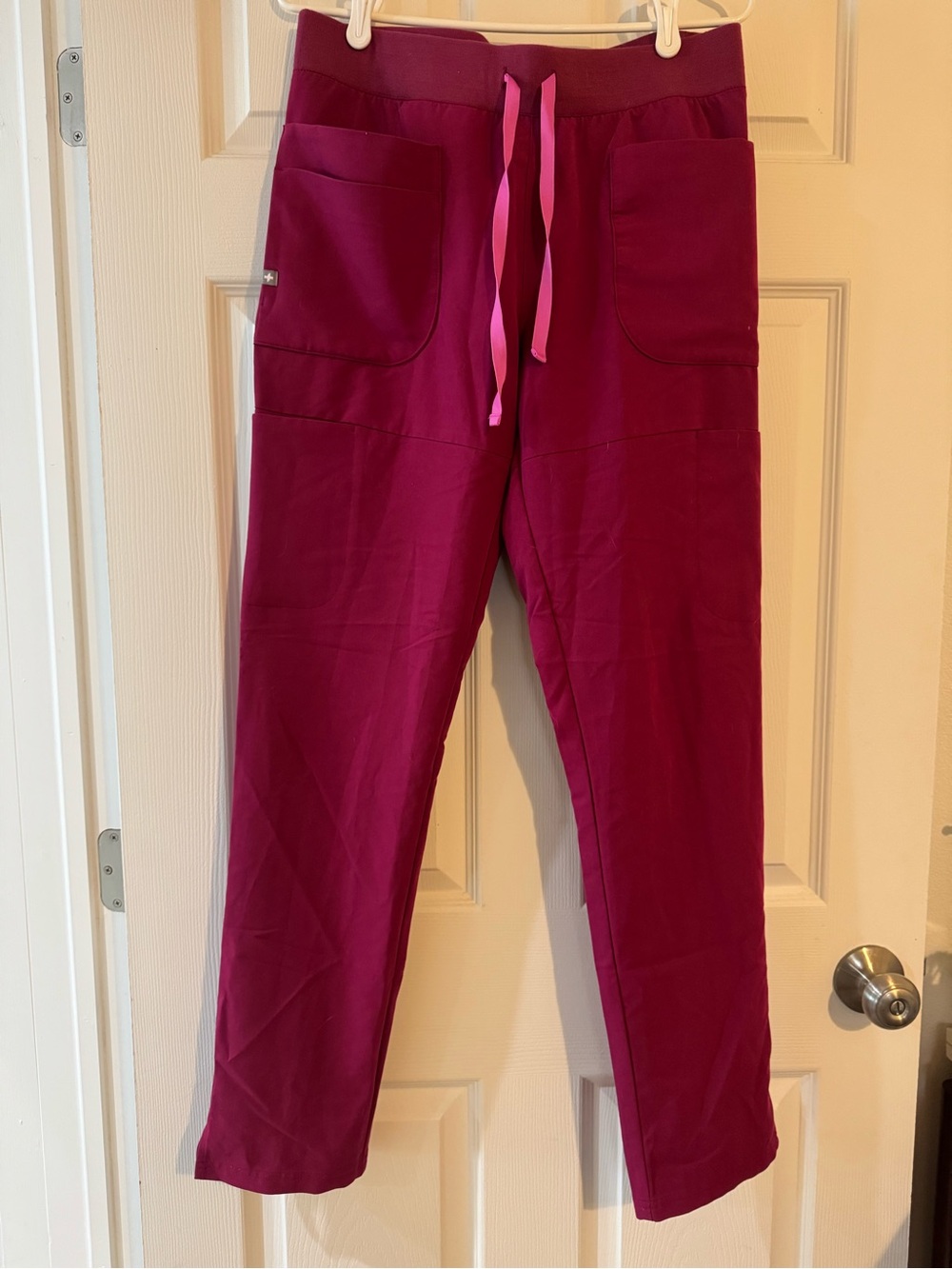 Figs Women's Magenta Yola Pants with Pink Drawstring Medium Tall